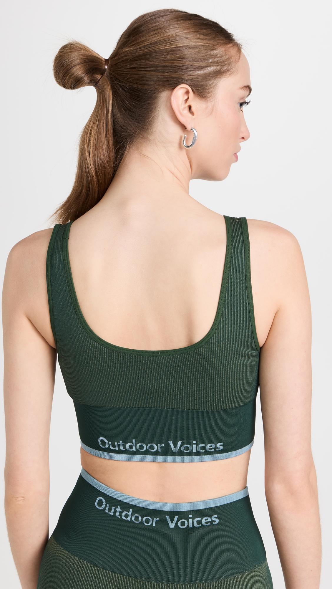 Outdoor Voices Seamless Rib Longline Bra in Green