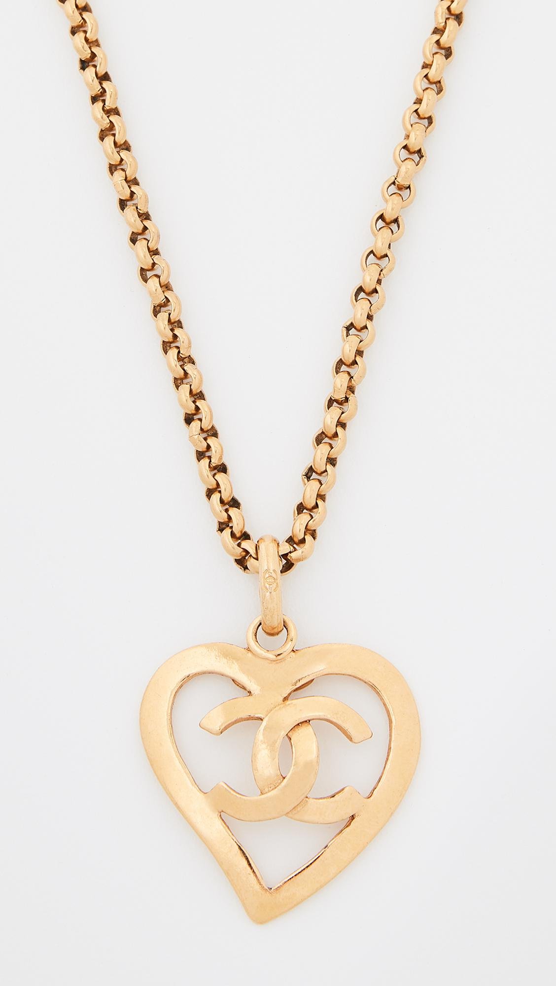 chanel gold heart necklace