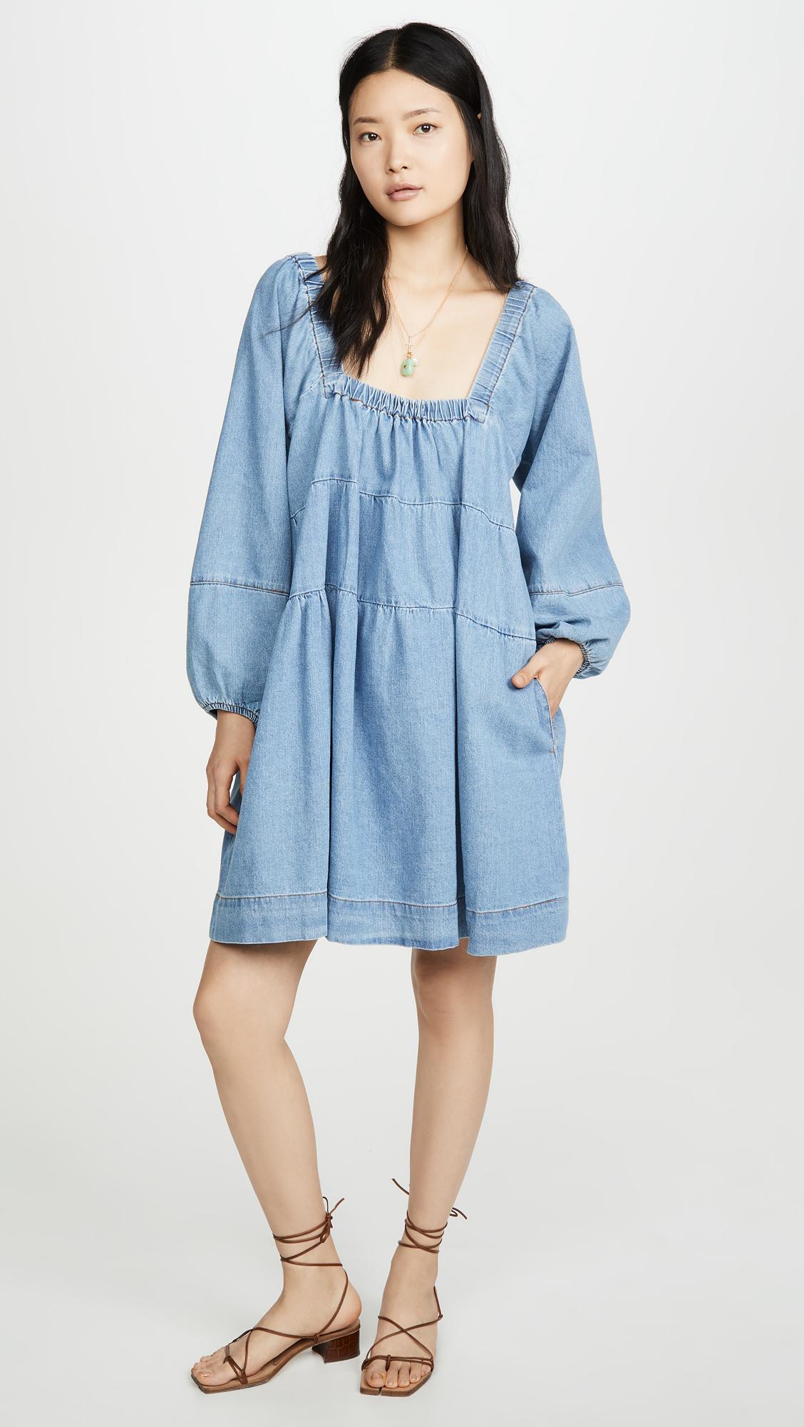 Denim Blue Jean Babydoll Dress | Lyst 