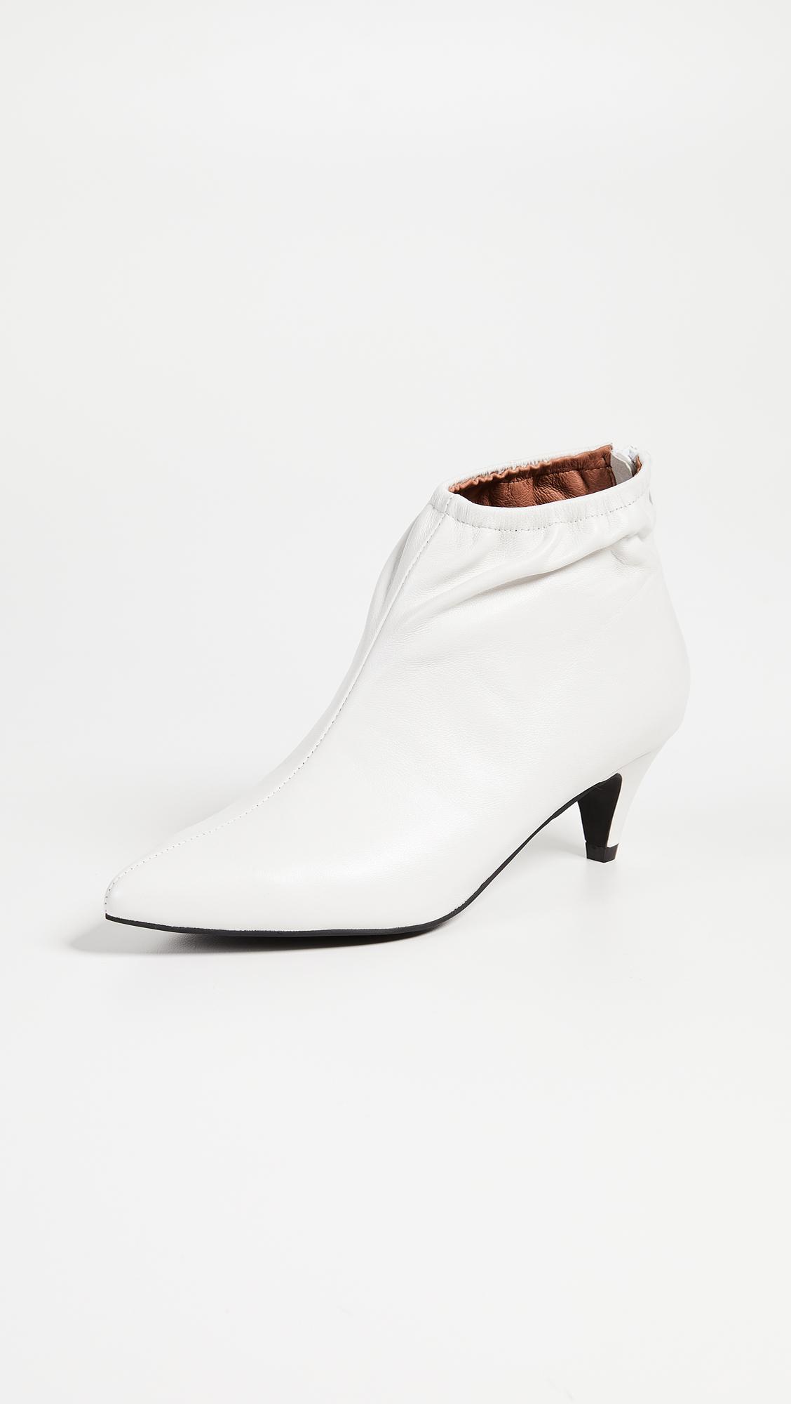 white low heel booties