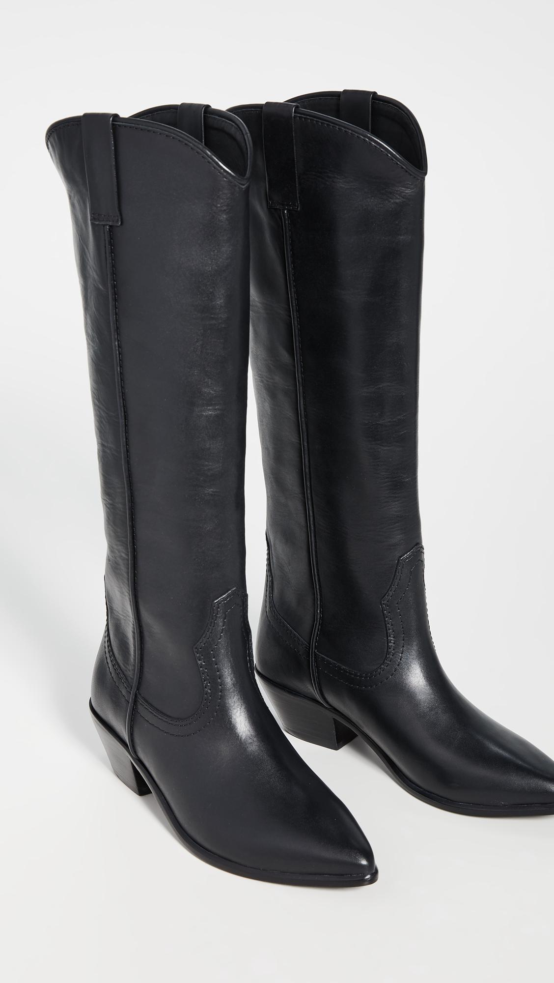 Loeffler Randall Leather Dylan Tall Western Boots in Black - Lyst