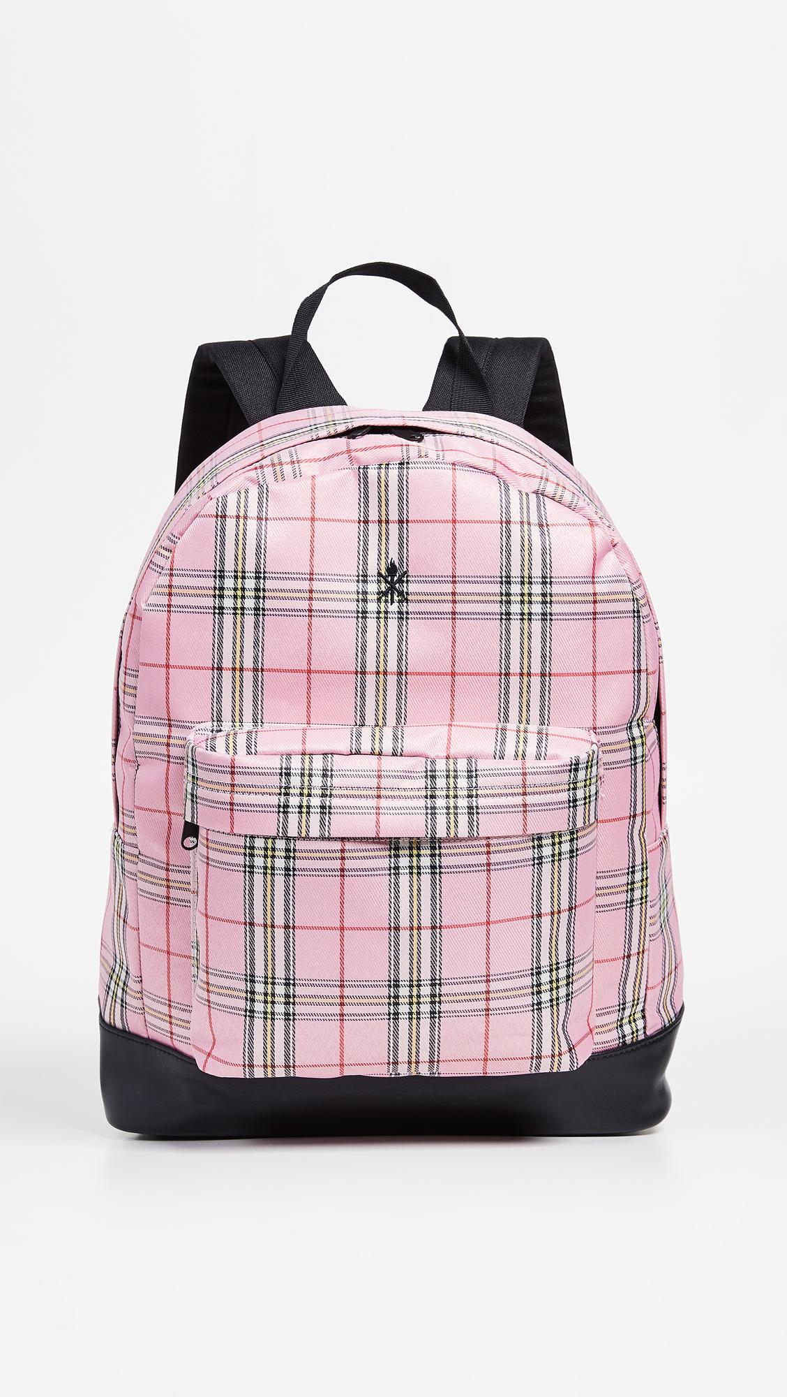 pink plaid backpack
