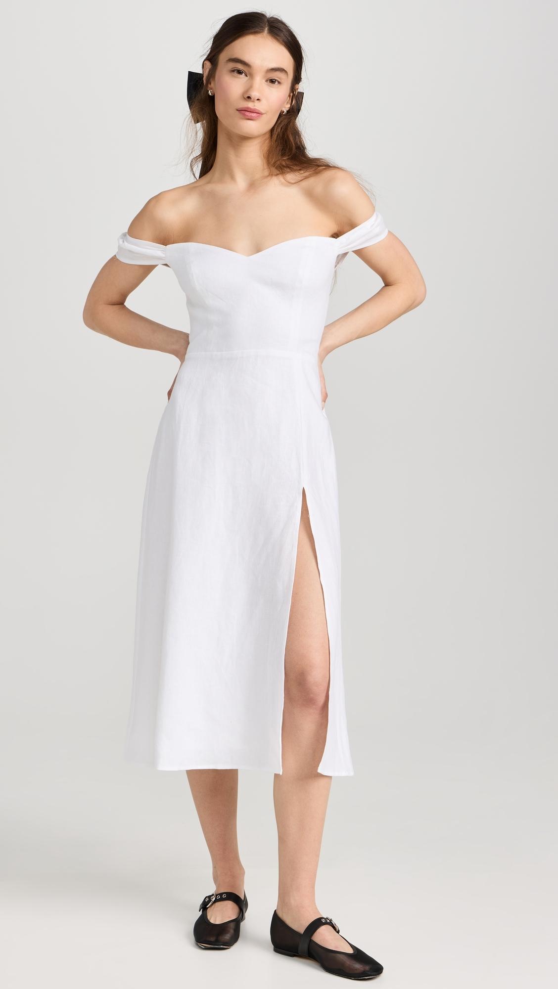 Reformation Bridgton Linen Dress in White | Lyst