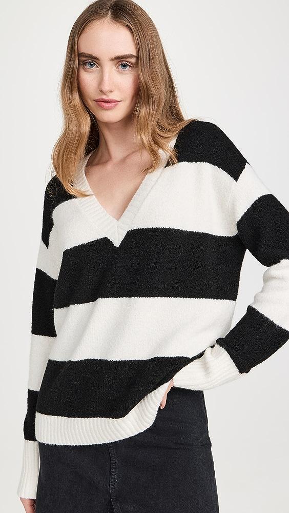 Alice + Olivia Alice + Olivia Tiel Stripe Sweater in Black | Lyst
