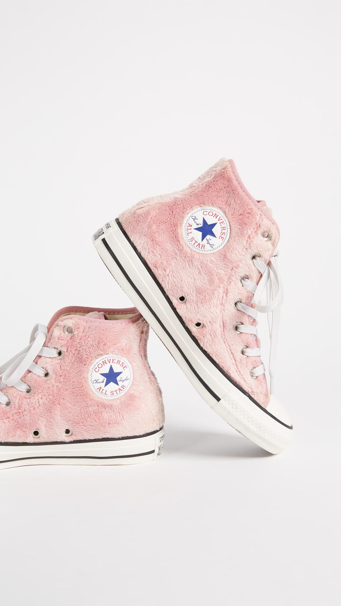 Converse Chuck Taylor All Star High Sherpa Sneakers in Pink | Lyst