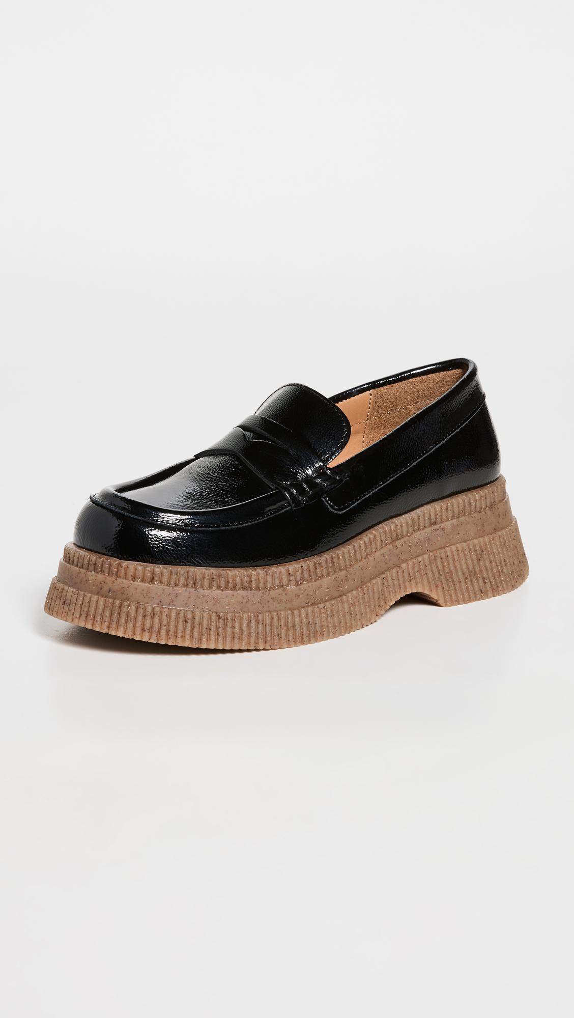 Ganni Leather Creepers Wallaby Loafers in Black Lyst