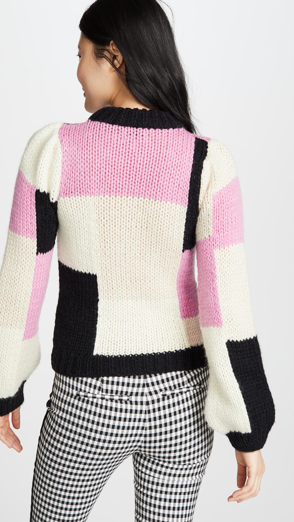 Ganni Hand Knit Wool Sweater in Pink Lyst