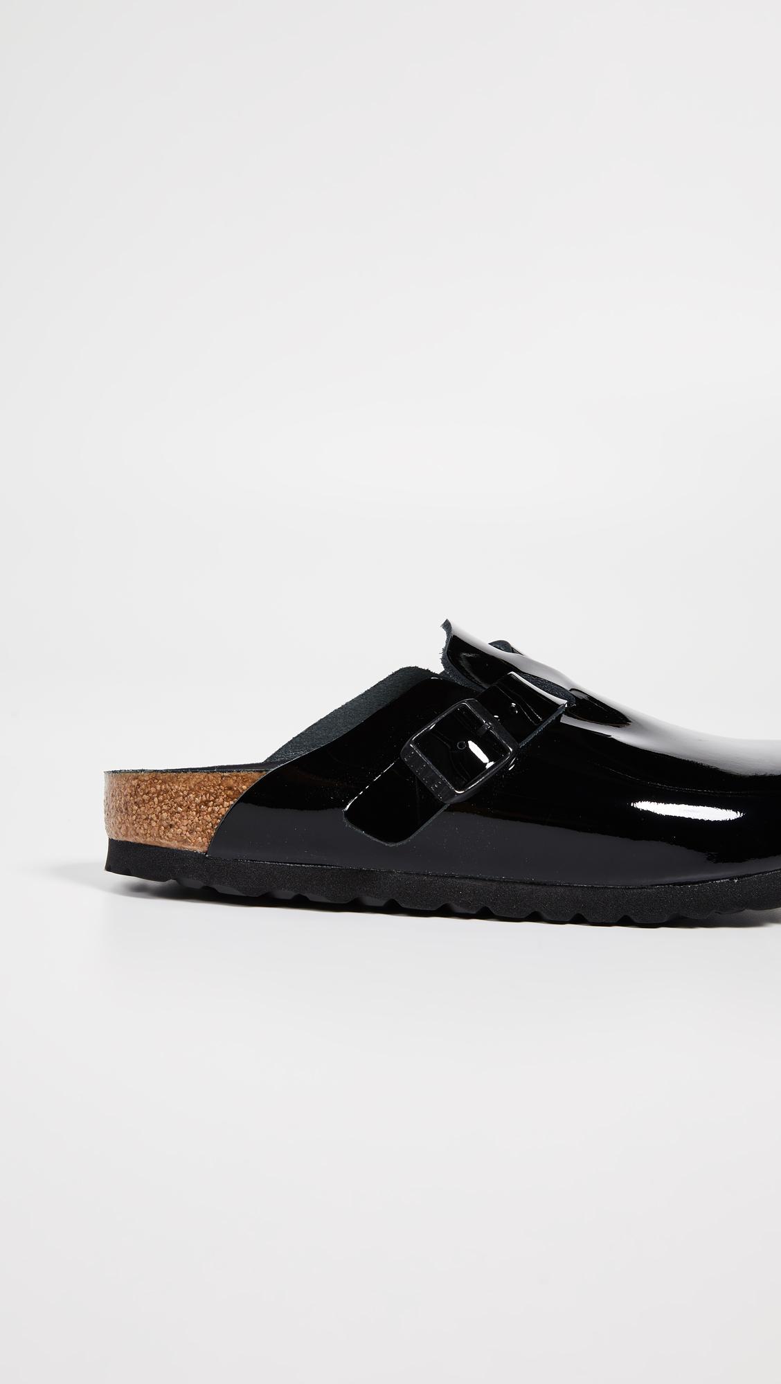 Birkenstock Boston Hex Black Patent Leather Clogs | Lyst