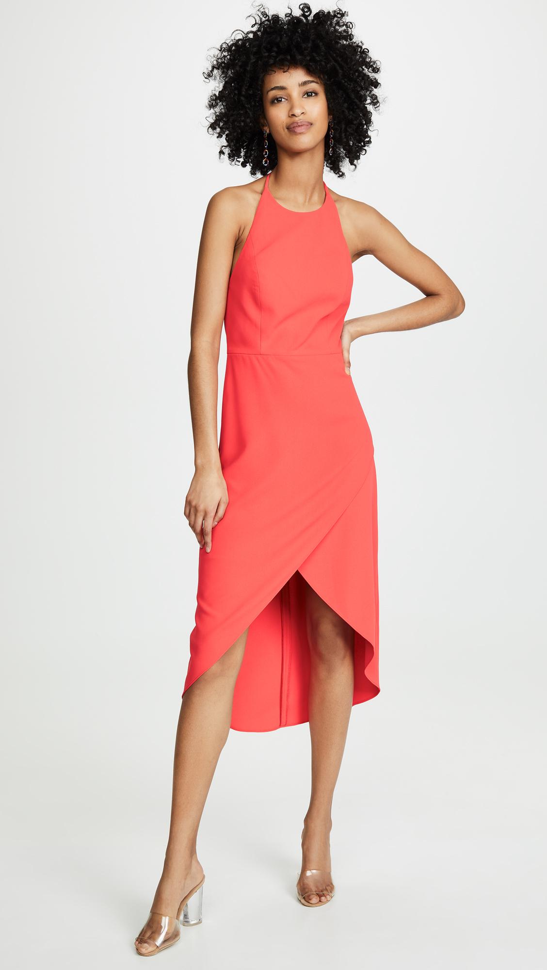 Alice + Olivia Synthetic Kristy High Low Halter Dress in Bright Poppy ...