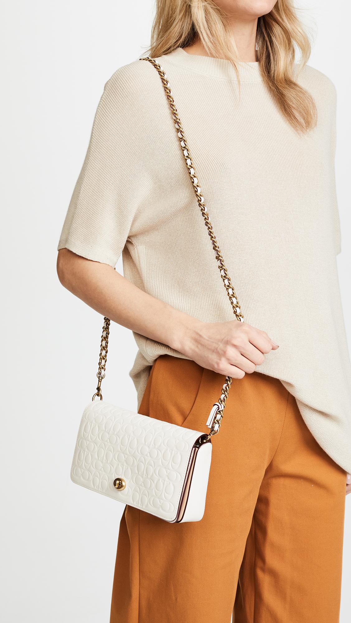 COACH Signature Leather Dinky Cross Body Bag Lyst