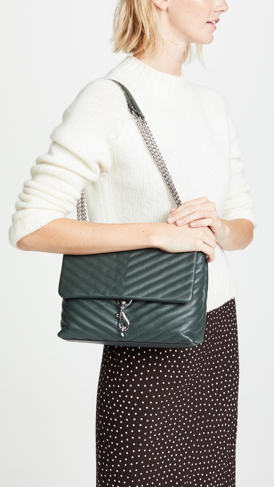 Rebecca Minkoff Edie Quilted Leather Shoulder Bag in Green