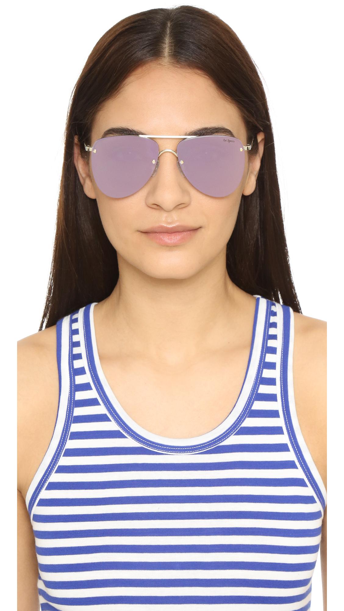 Le Specs The Prince Mirrored Sunglasses in Pink | Lyst