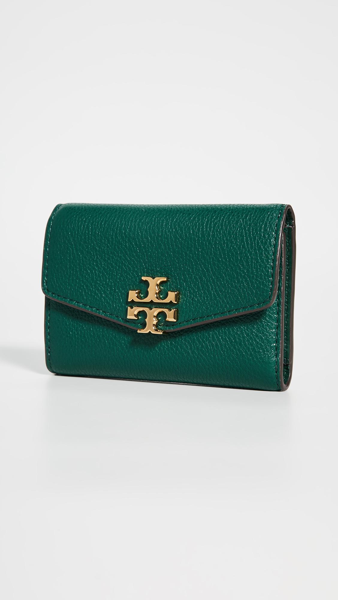 Tory Burch Kira Mixed-materials Medium Flap Wallet in Green | Lyst