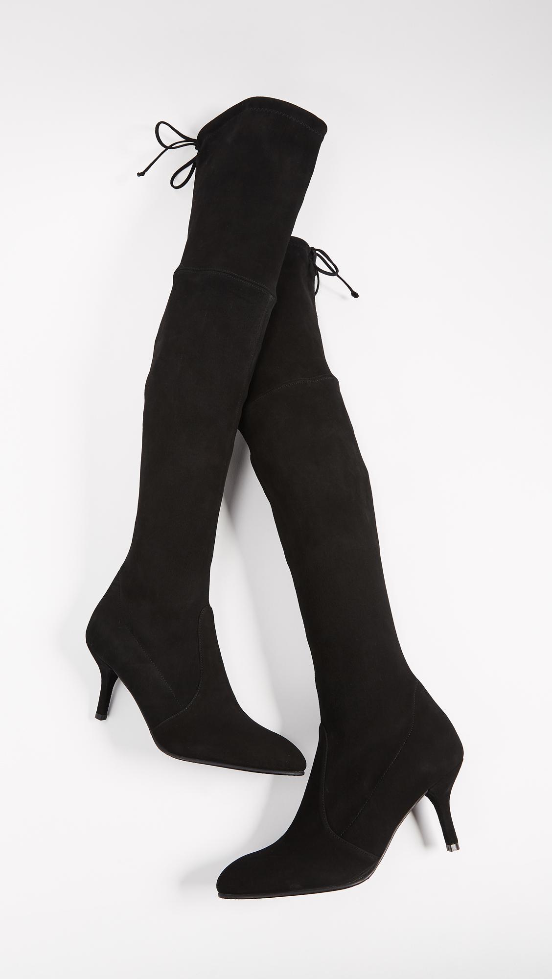 Stuart Weitzman Suede Tie Model Thigh High Boots in Black | Lyst