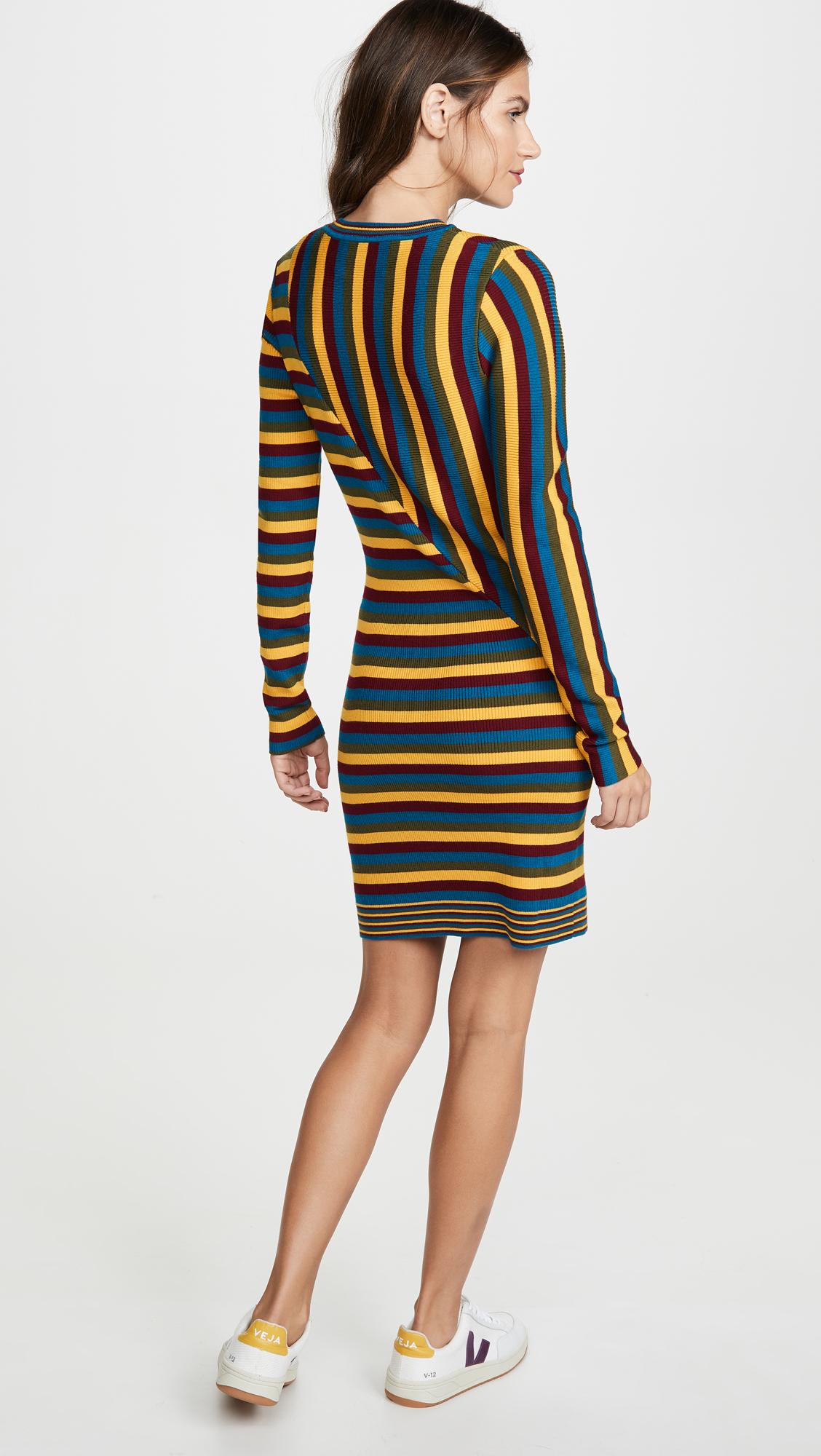 Victor Glemaud Wool Long Sleeve Striped Mini Dress - Lyst