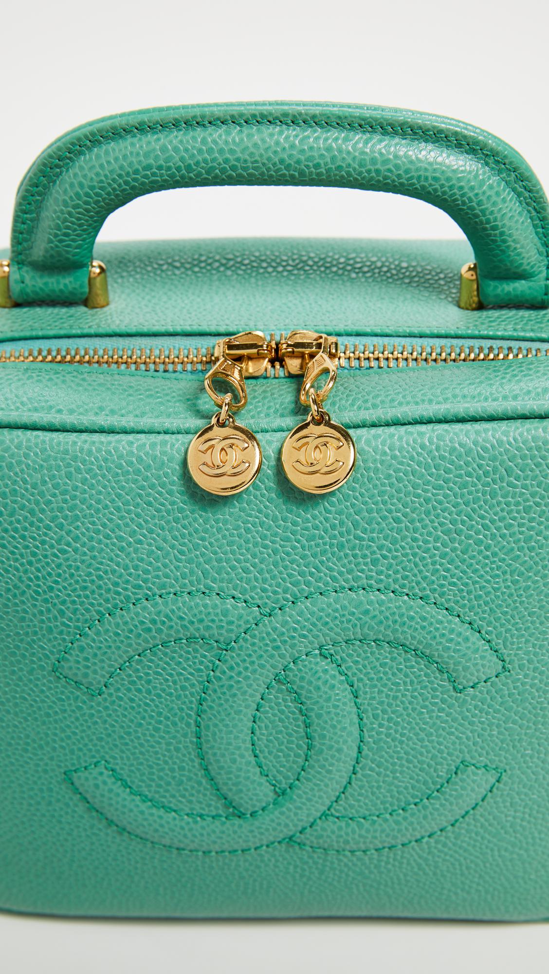 What Goes Around Comes Around Leather Chanel Lunch Box Vanity Bag in Green Lyst