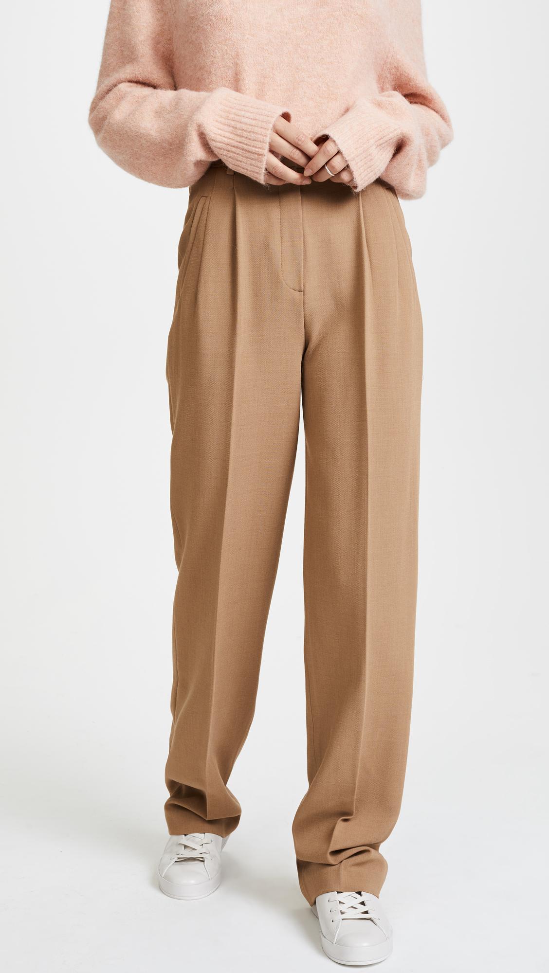 Theory Synthetic High Waist Pleated Pants - Lyst