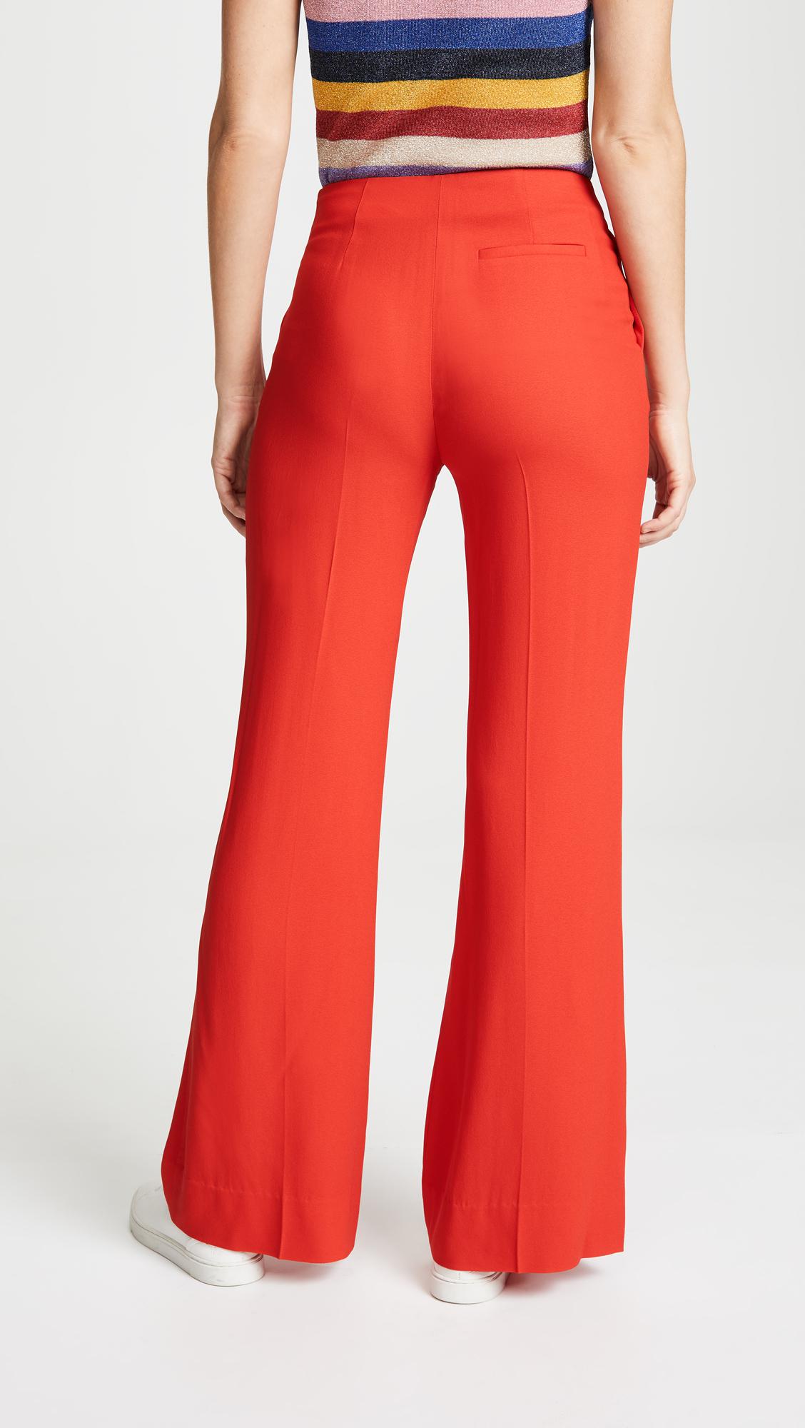 red high waisted flare pants