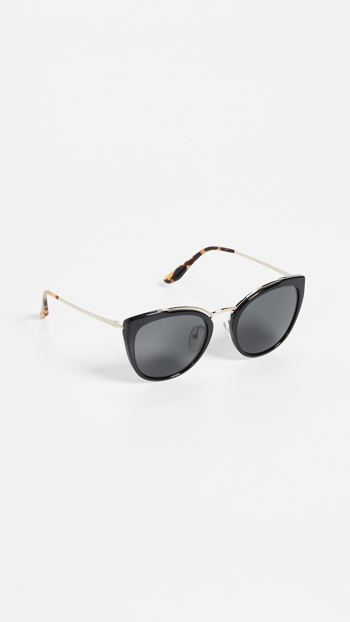Prada Pr 20us Cat Eye Sunglasses in Pale Gold/Black (Black) | Lyst