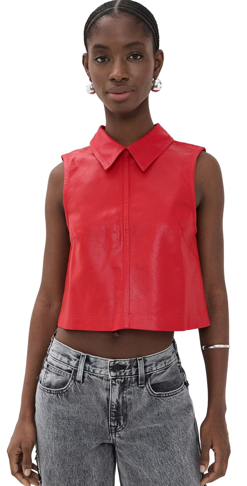 Rachel Comey Women's red Denim Sleeveless Round Neck Tank Top 2024 Multi Size Small