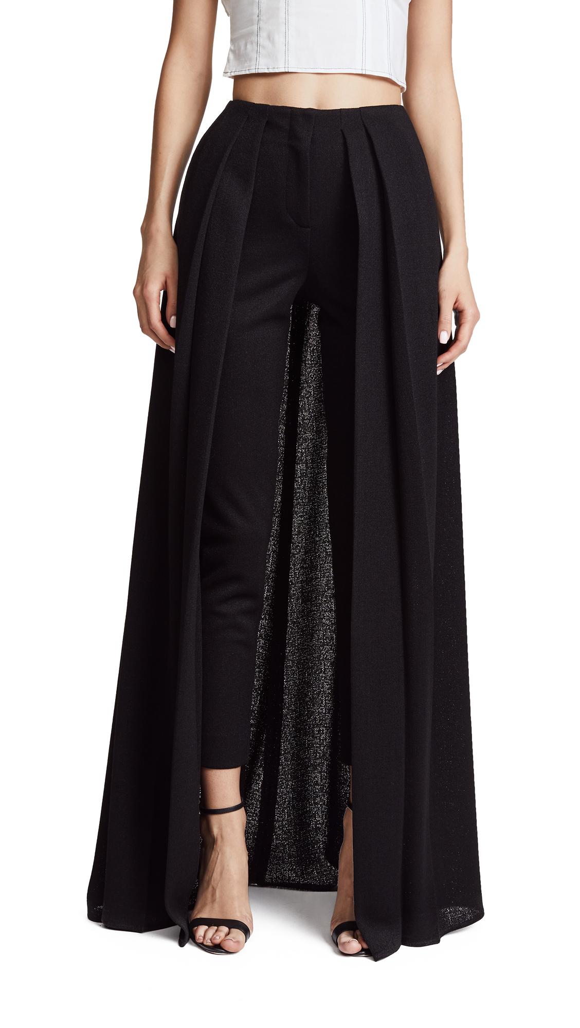 formal pants with skirt overlay