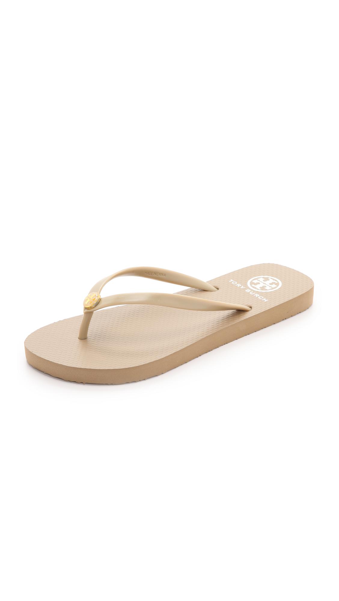 Lyst - Tory Burch Thin Flip Flops in Natural