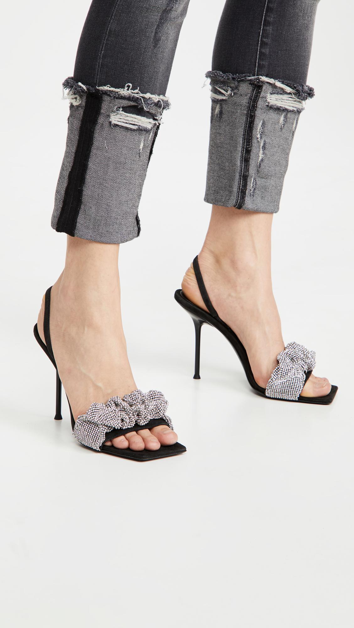 Alexander Wang Julie Crystal Scrunch Sandals in Black | Lyst