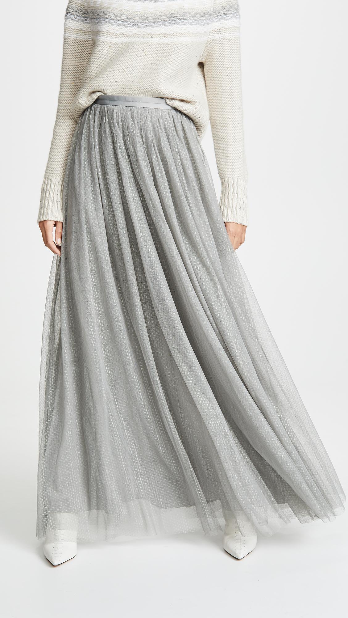 Needle & Thread Dotted Tulle Maxi Skirt in Gray | Lyst
