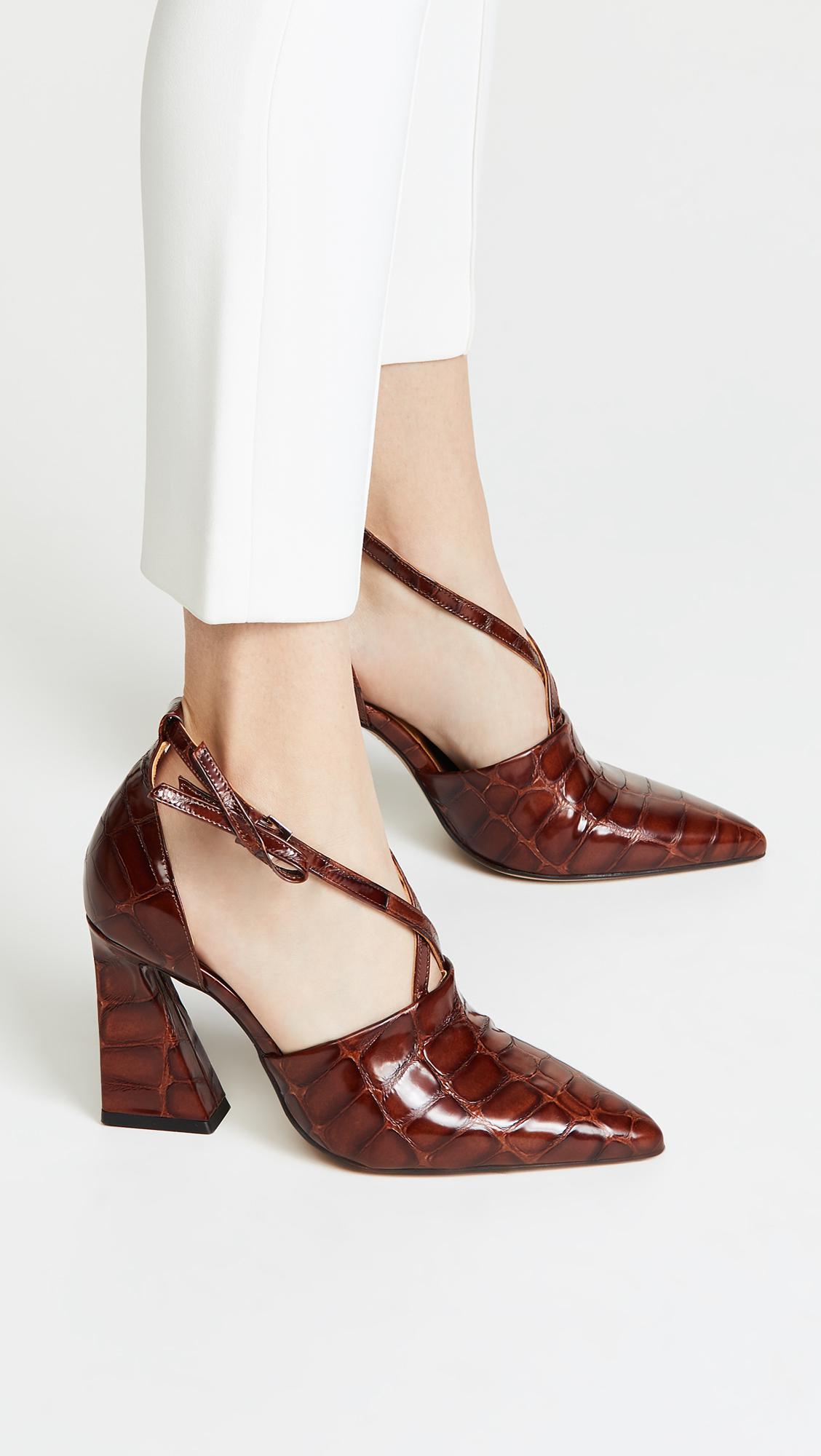 Ganni Leather Lina Pumps in Cognac (Brown) - Lyst