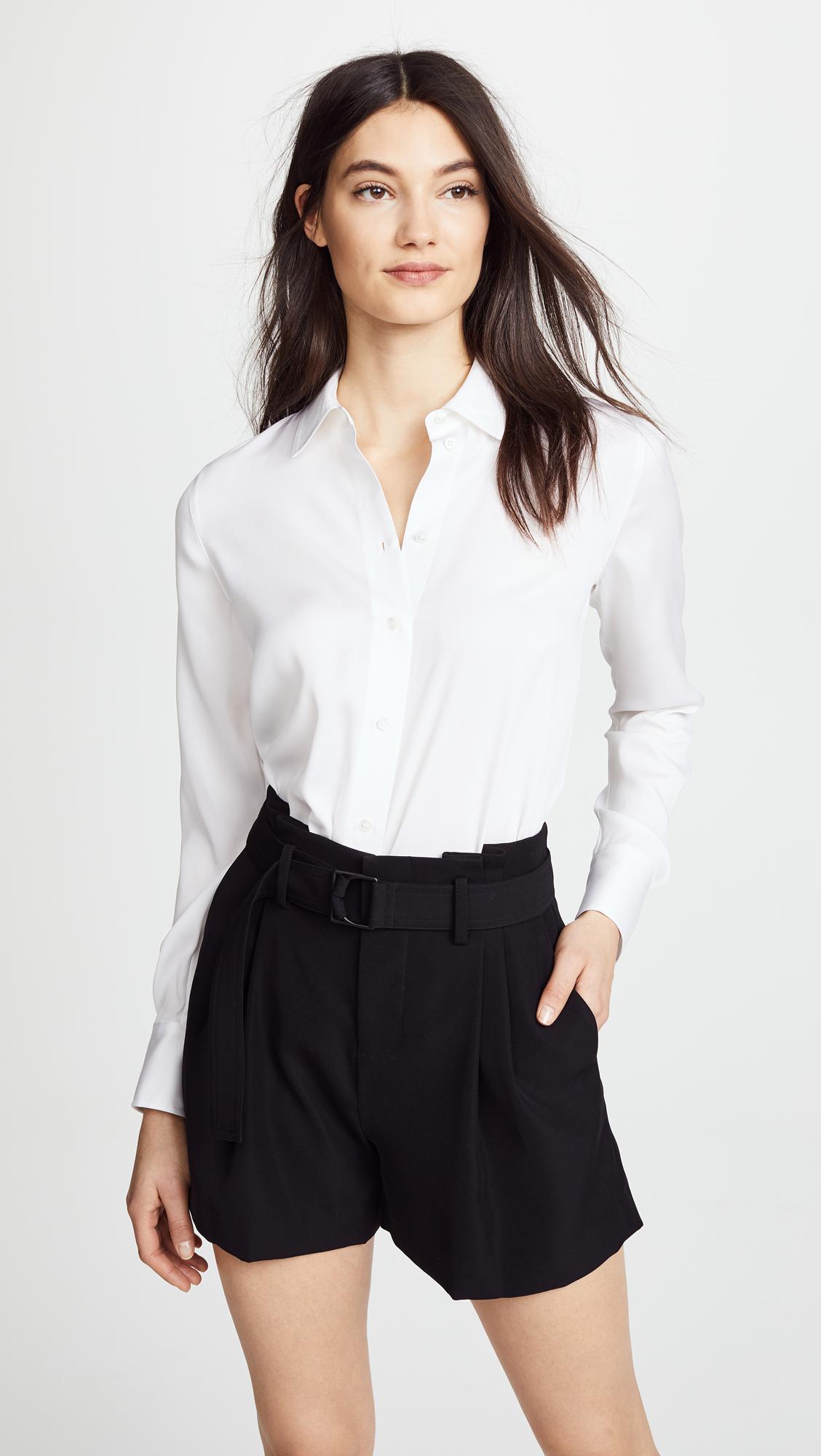 white fitted blouse womens