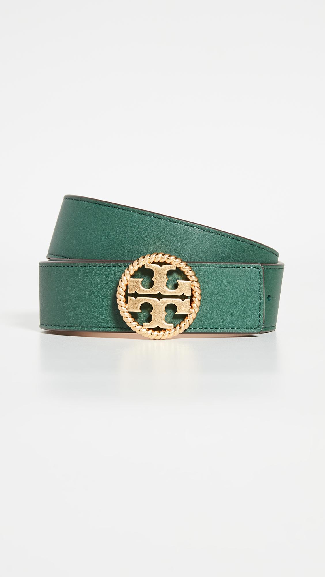 Tory Burch Leather Twisted Logo Belt in Malachite (Green) | Lyst