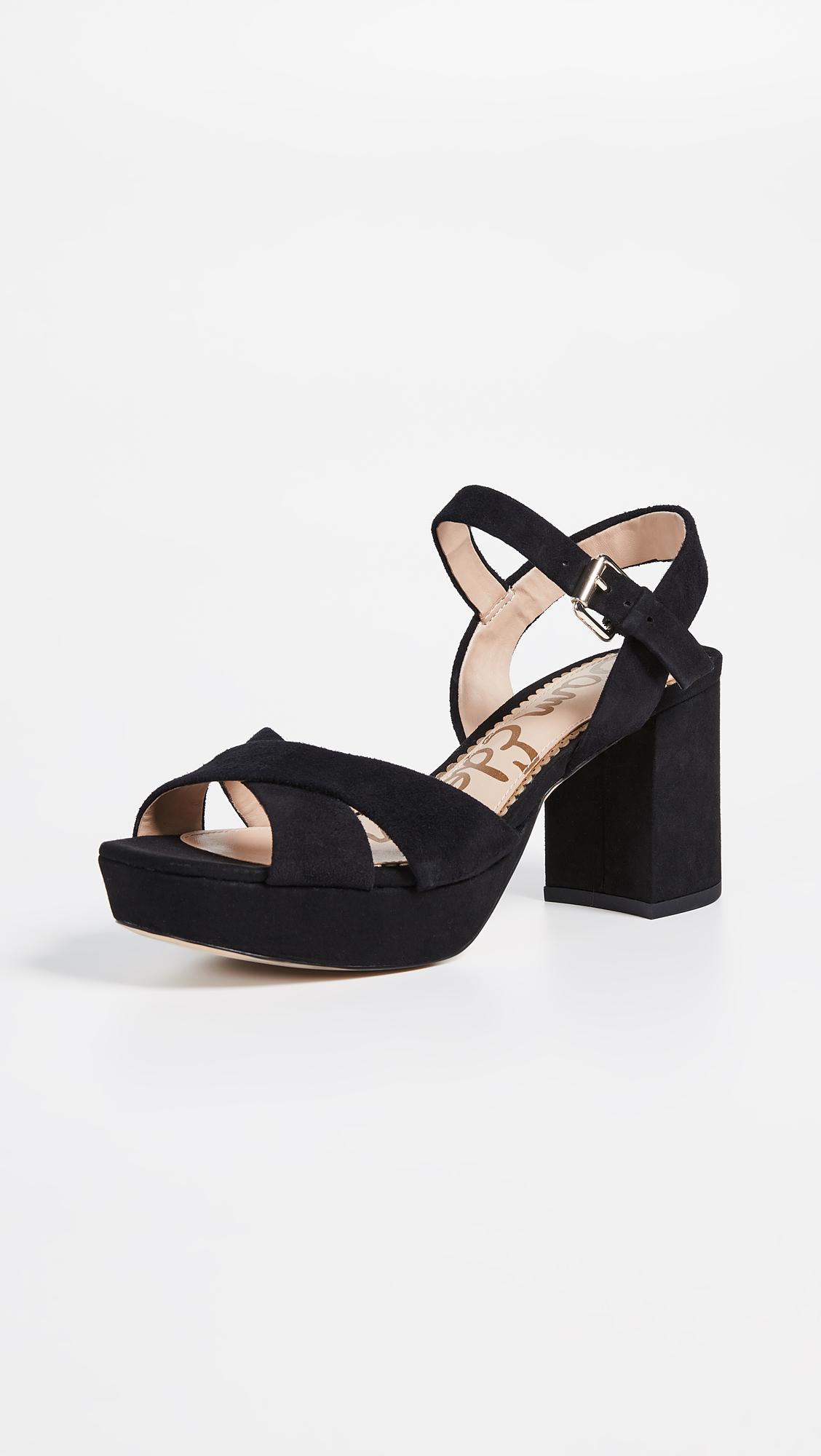 Black Sandals Lyst Edelman Platform Sam In Suede Jolene Rqc4jL35A