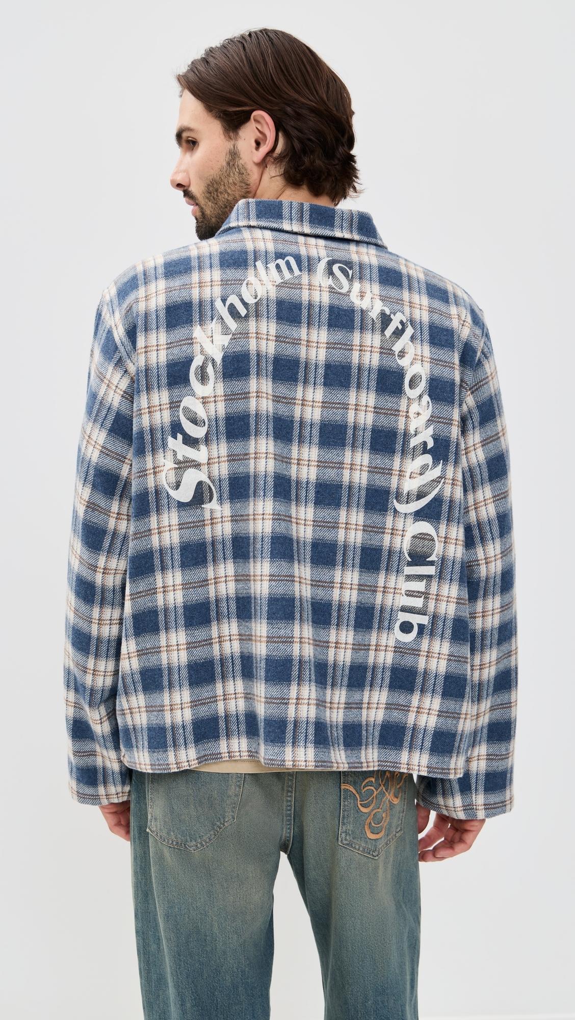 Stockholm Surfboard Club Club Plaid Flannel Overshirt in Blue for