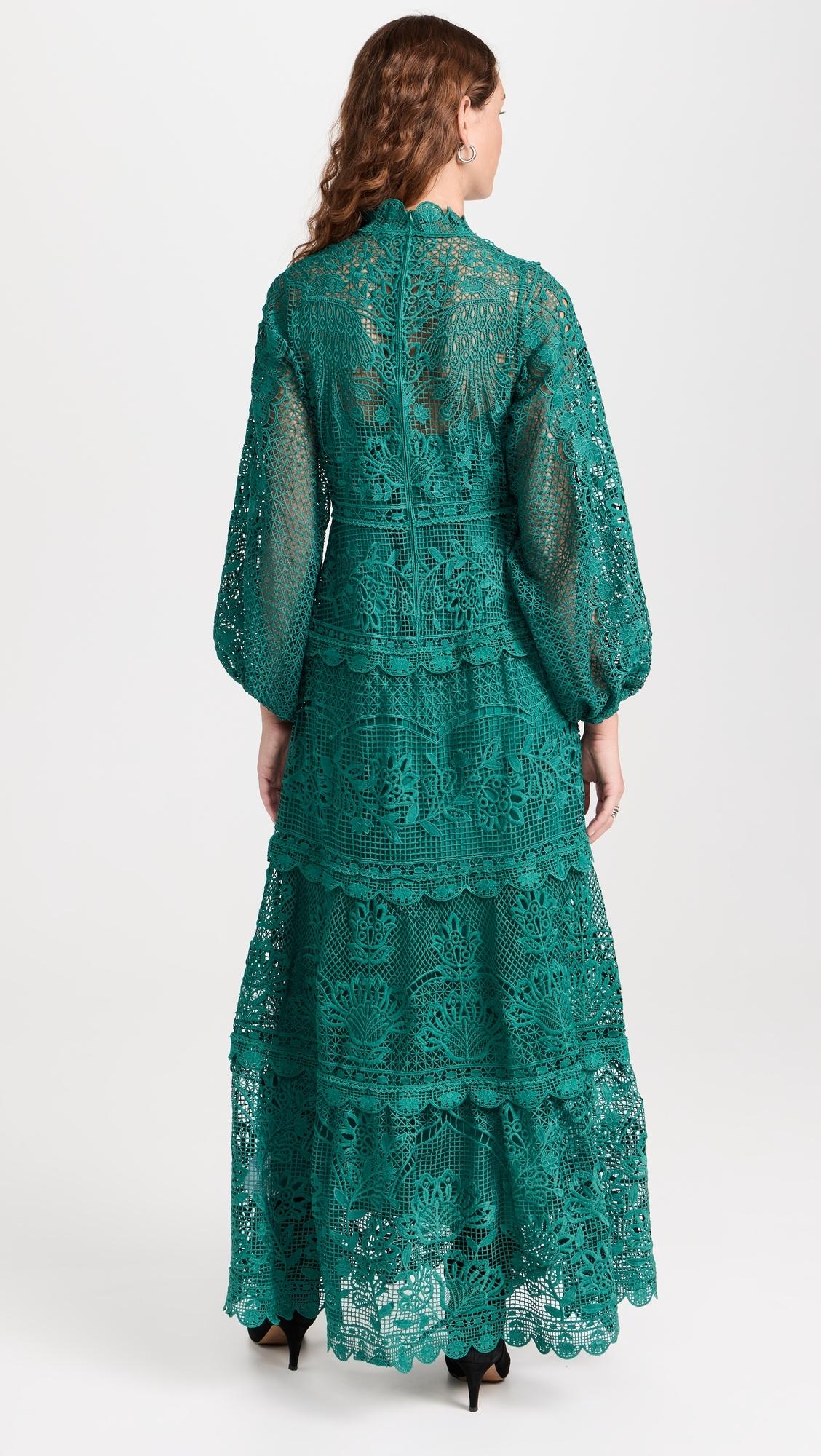 FARM Rio Dark Guipure Long Sleeve Maxi Dress in Green | Lyst FARM Rio Dark Guipure Long Sleeve Maxi Dress in Green | Lyst
