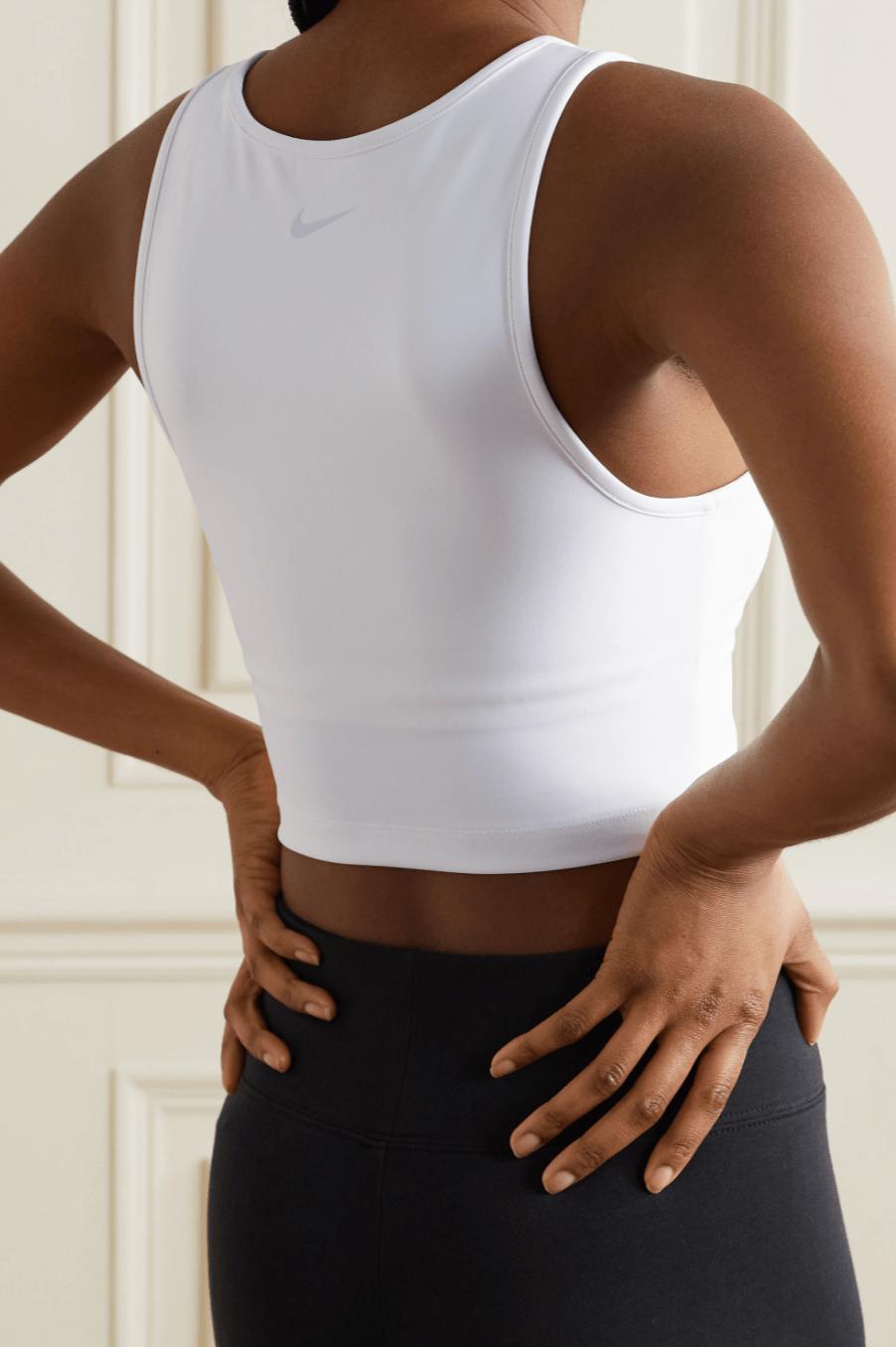 Nike Cropped Mesh Trimmed Dri-fit Tank in White | Lyst