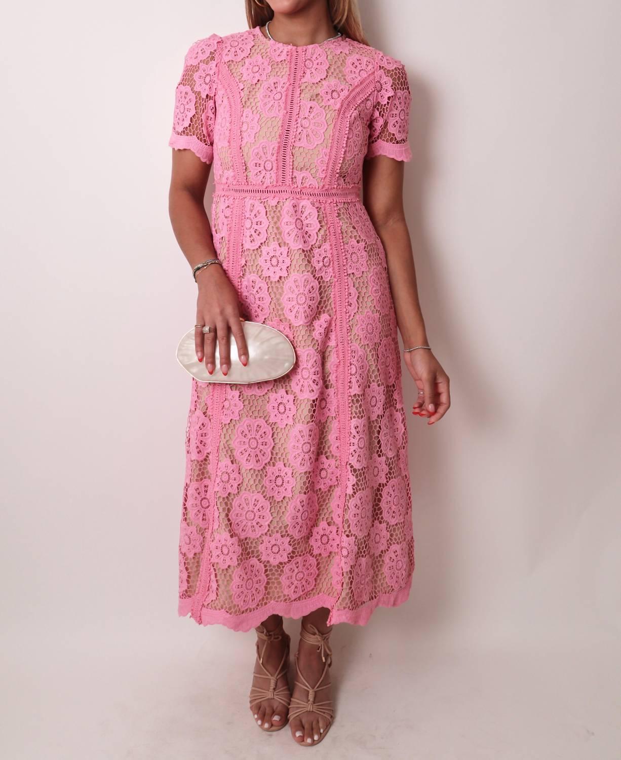 slim fit dress slacks Just Me Sleeveless Halter Neck Floral Embroidered Tiered Lace Dress - main image 0