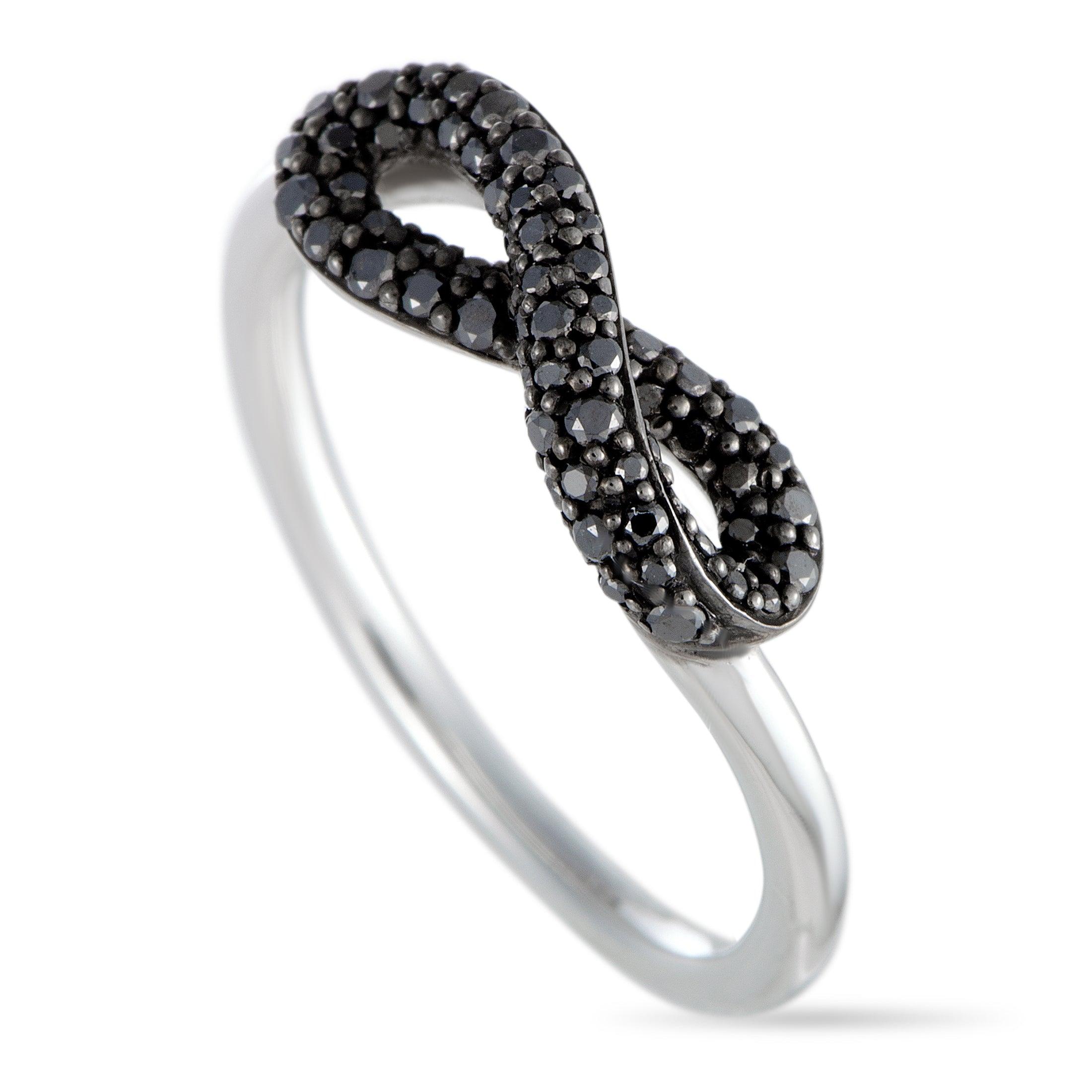 Georg Jensen Silver Black Diamond Pave Infinity Ring in Metallic | Lyst
