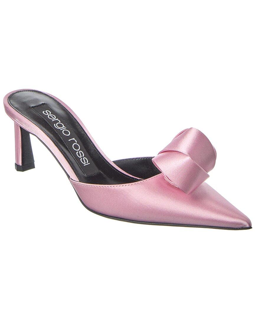 Sergio Rossi Bigoudi Satin Mule in Pink | Lyst