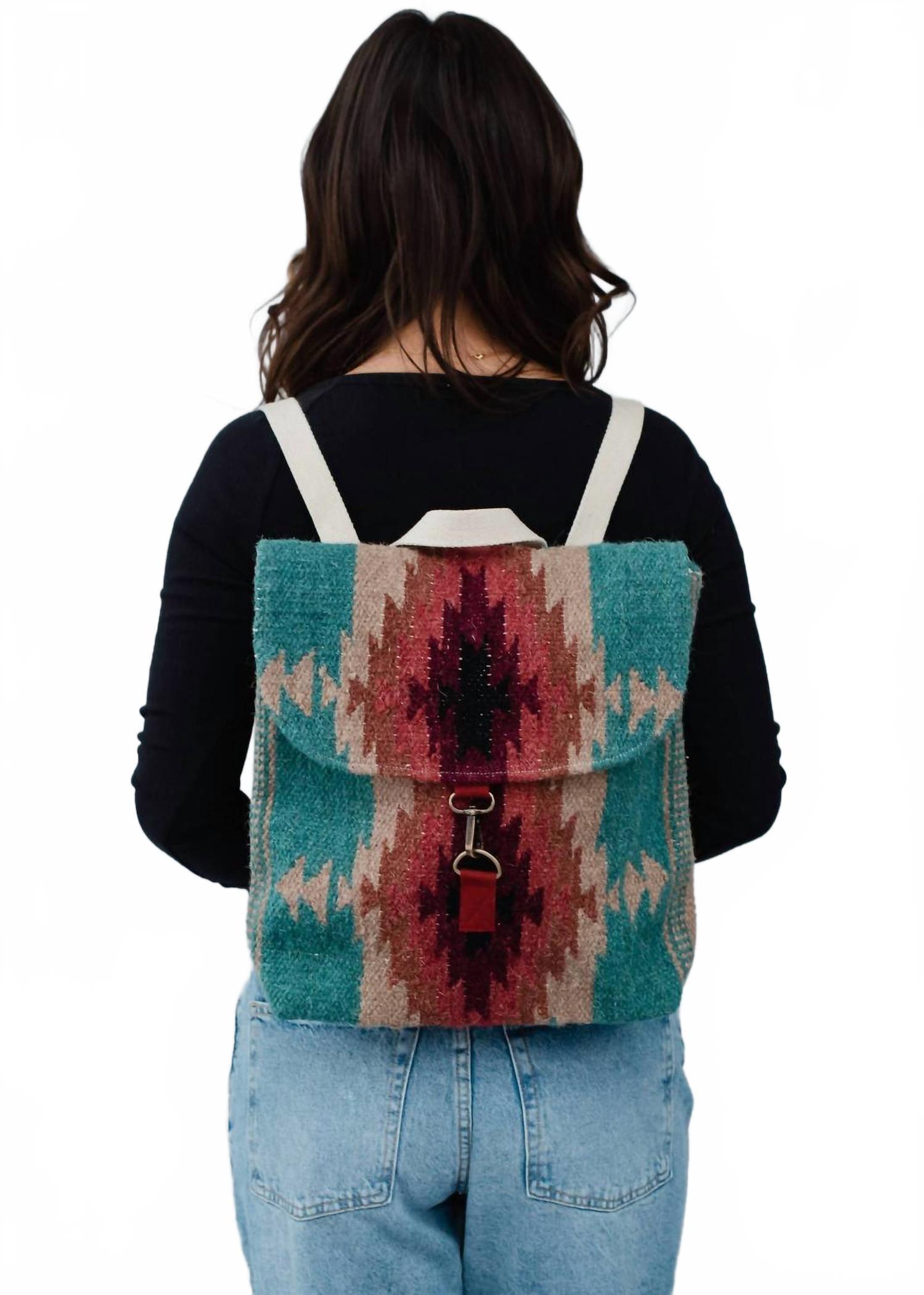 Panache Apparel Woven Aztec Backpack Boho Western 70s Southwest Adjustable Strap Tribal Woven Backpack Boho Aztec Hippie Southwestern Baja  main image 4