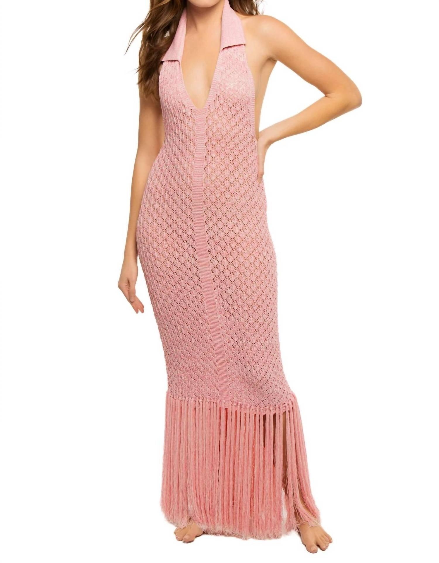 windsor pink dress Keira Faux Pearl Strappy Open-Back Mini Dress in White | Size: L | Knit Fabric/Mesh Fabric/Mesh Fabric main image 0