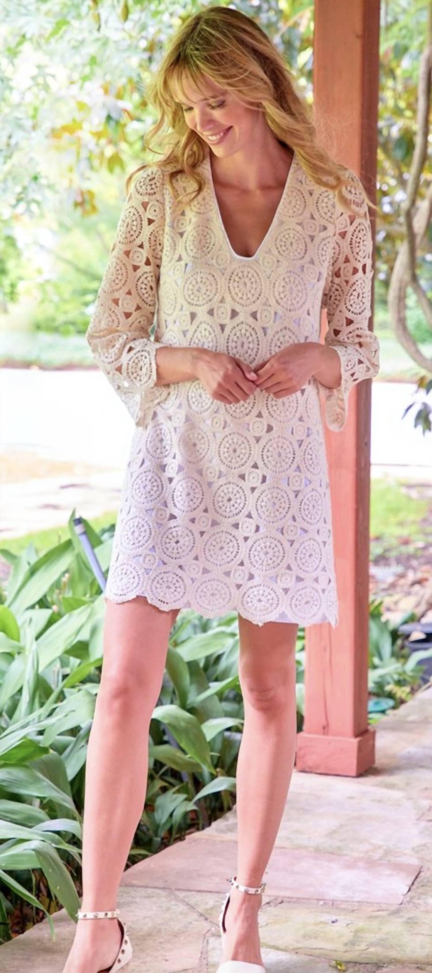 finley crochet midi dress Finley Emily Crochet Dress in White