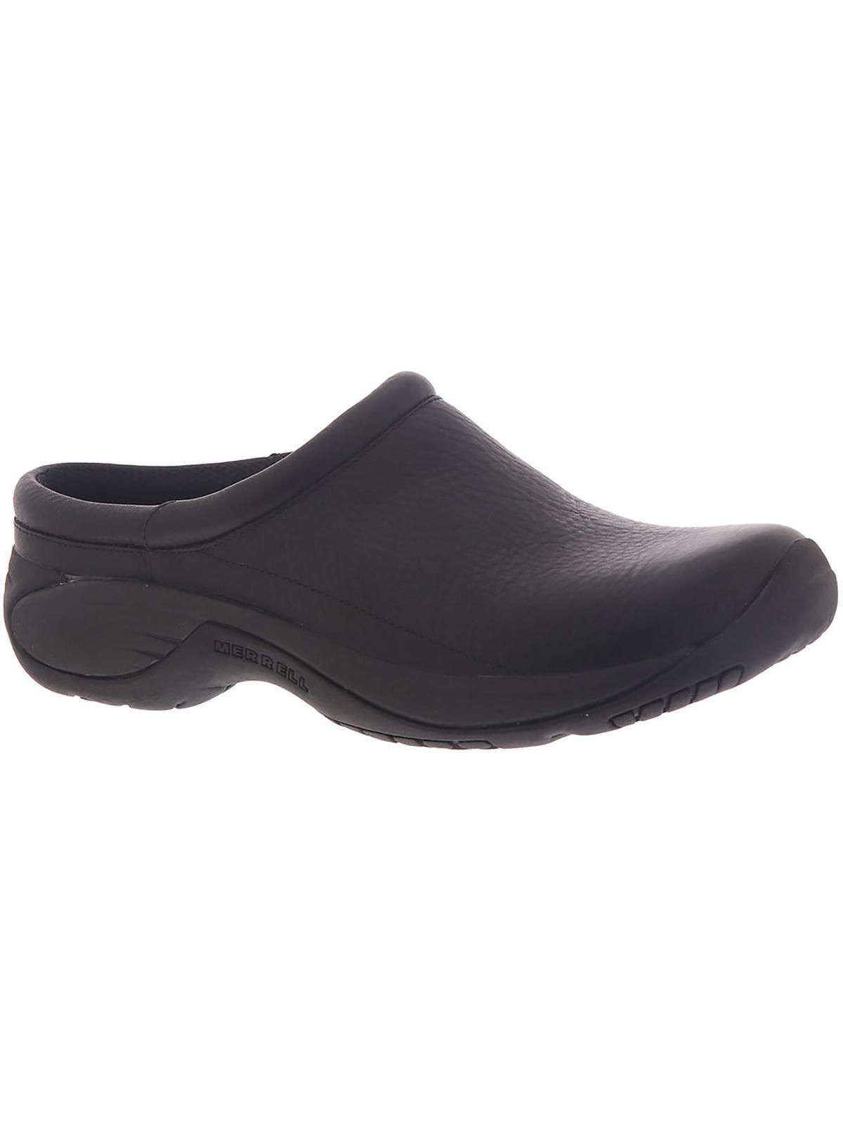 merrell black leather clogs