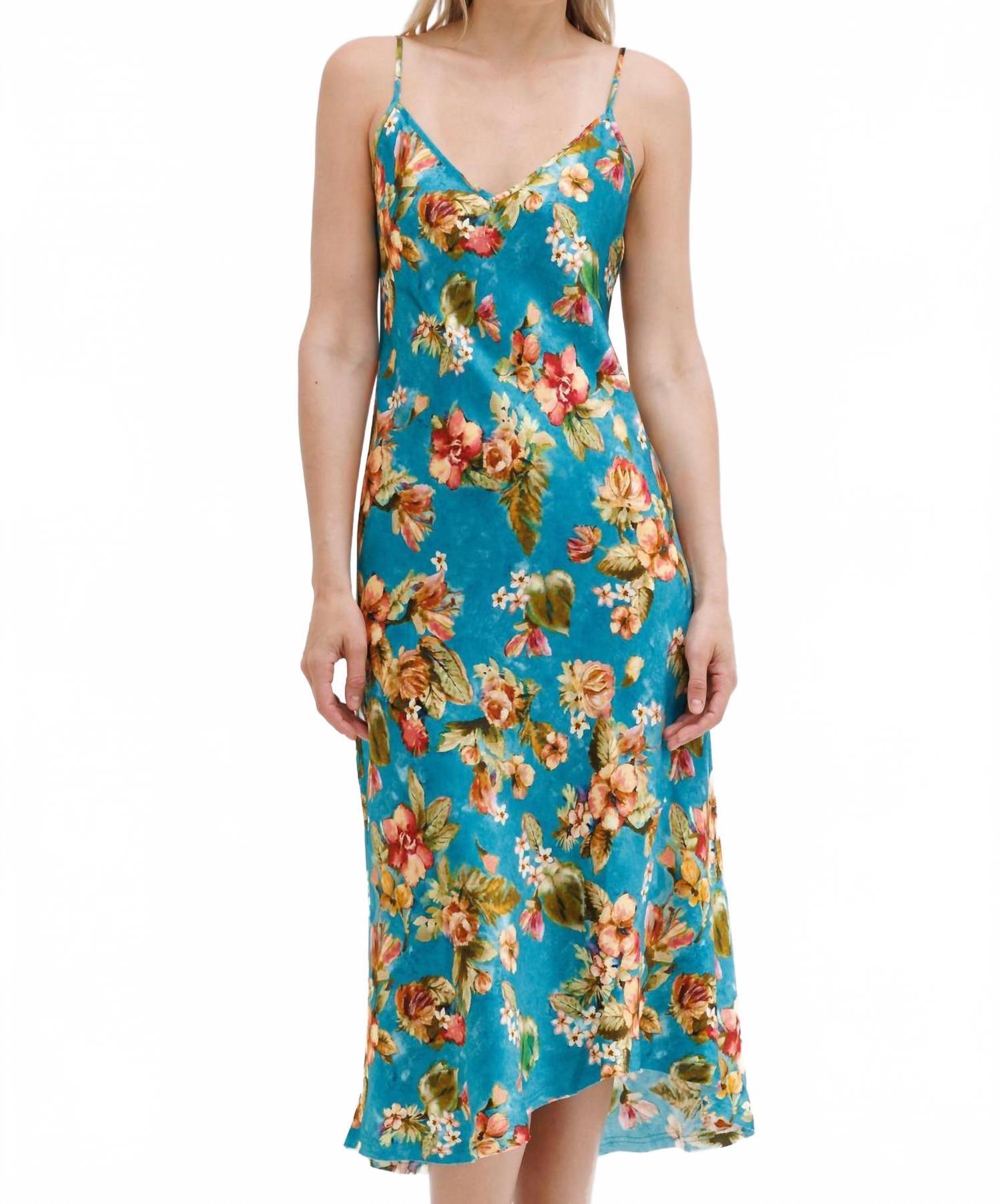 Go> By Go Silk Slip Dress Printed in Blue | Lyst