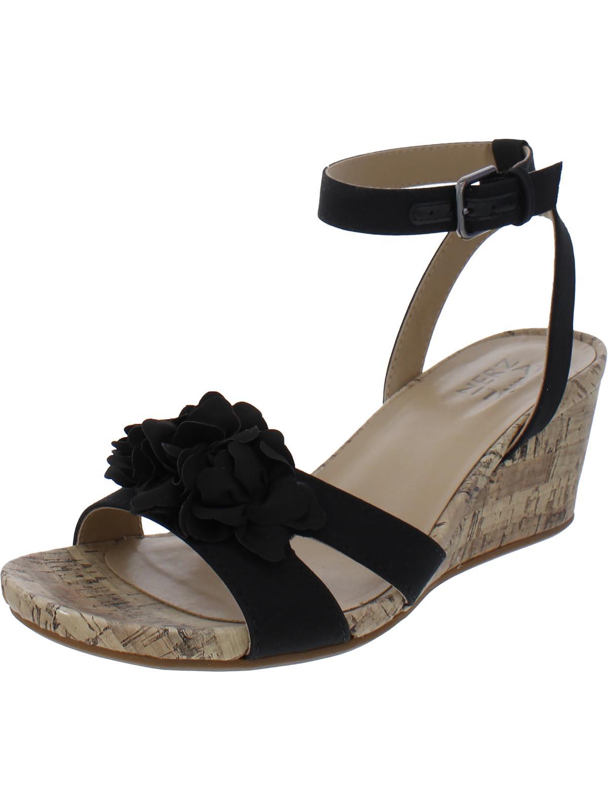 Naturalizer Areda-flwr Ankle Strap Espadrille Wedge Sandals in Black | Lyst