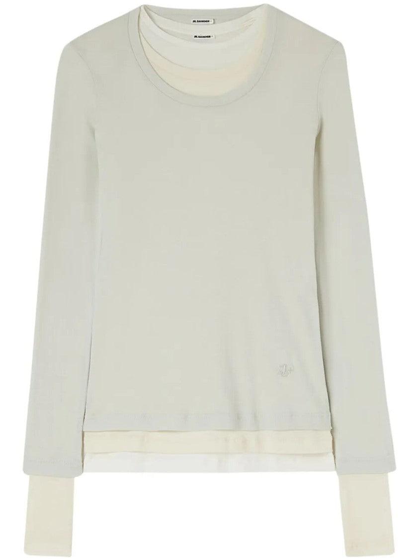 Tシャツ・カットソー Jil Sander Layered Long-Sleeve T-Shirt With Unique Design Off-White & Blue Layered Long Sleeve T-Shirt by Jil Sander