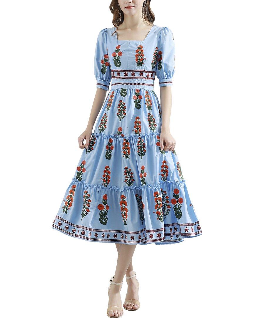 BURRYCO Flower Midi Dress in Blue | Lyst
