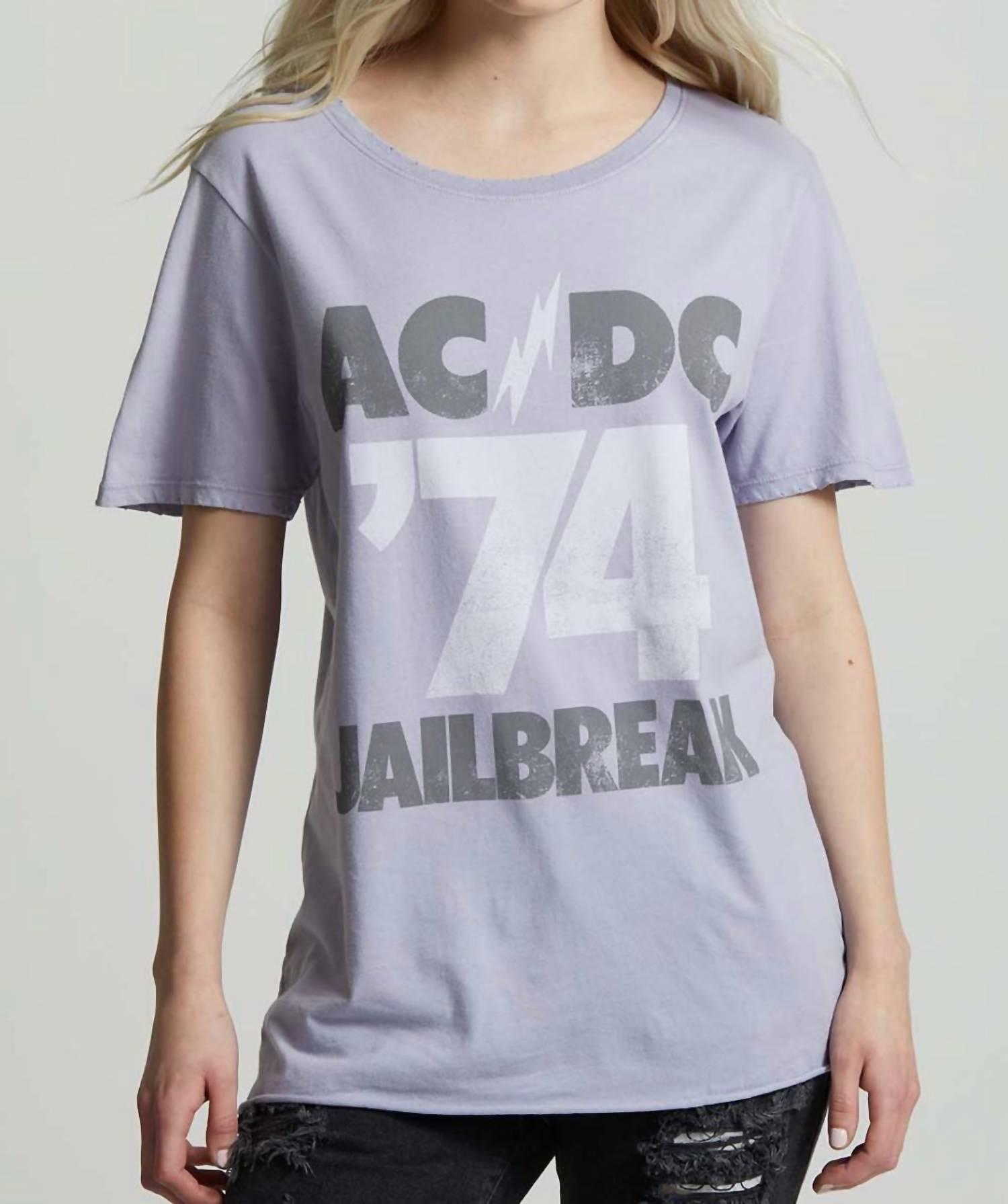 Recycled Karma Ac/dc '74 Jailbreak Boyfriend Tee in Gray | Lyst