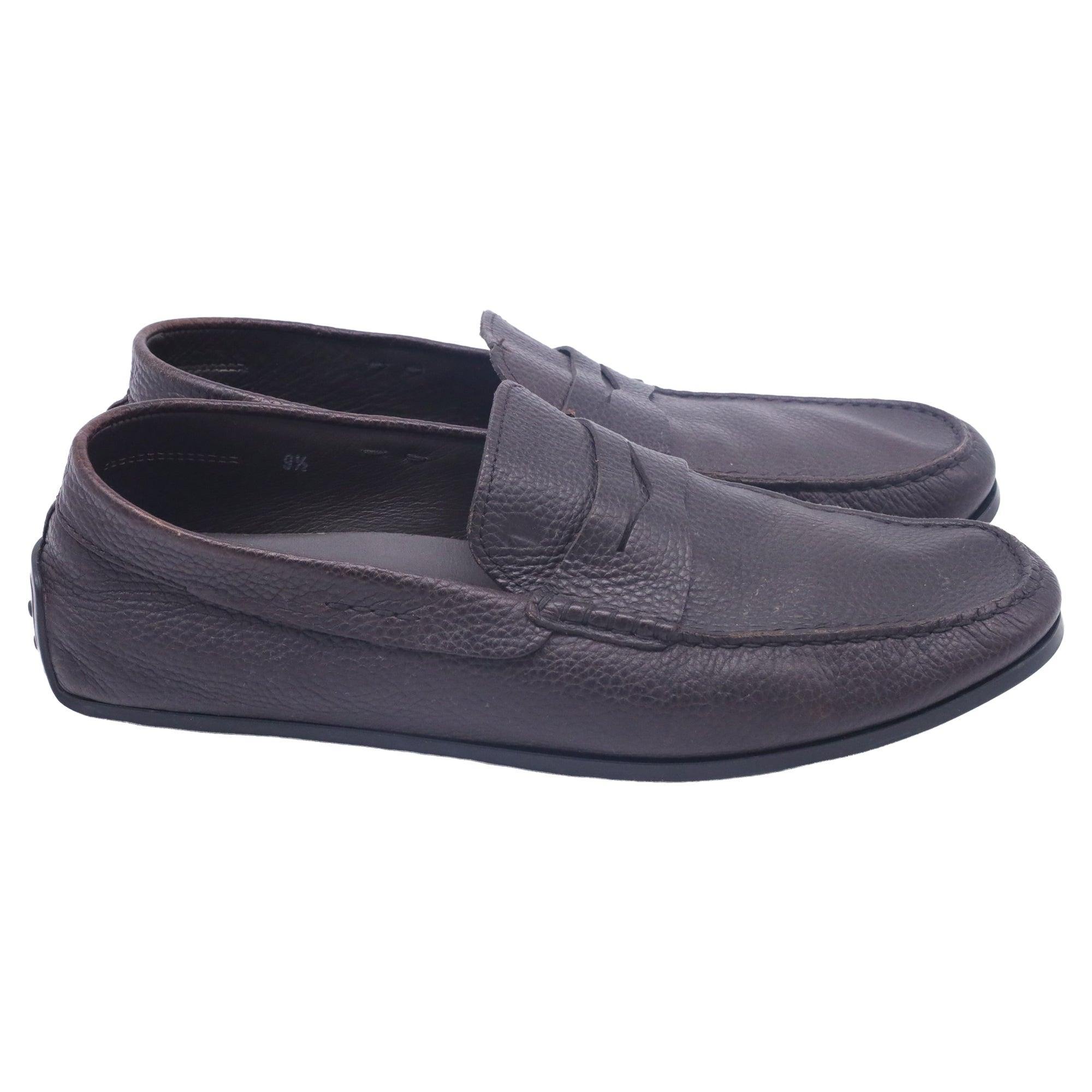 Tod\'s Men\'s Sz 6.5 Midnight Blue Pebbled Leather Penny Slip-On Driving Loafers TODS Blue suede driving loafers featuring a moccasin-style  main image 3