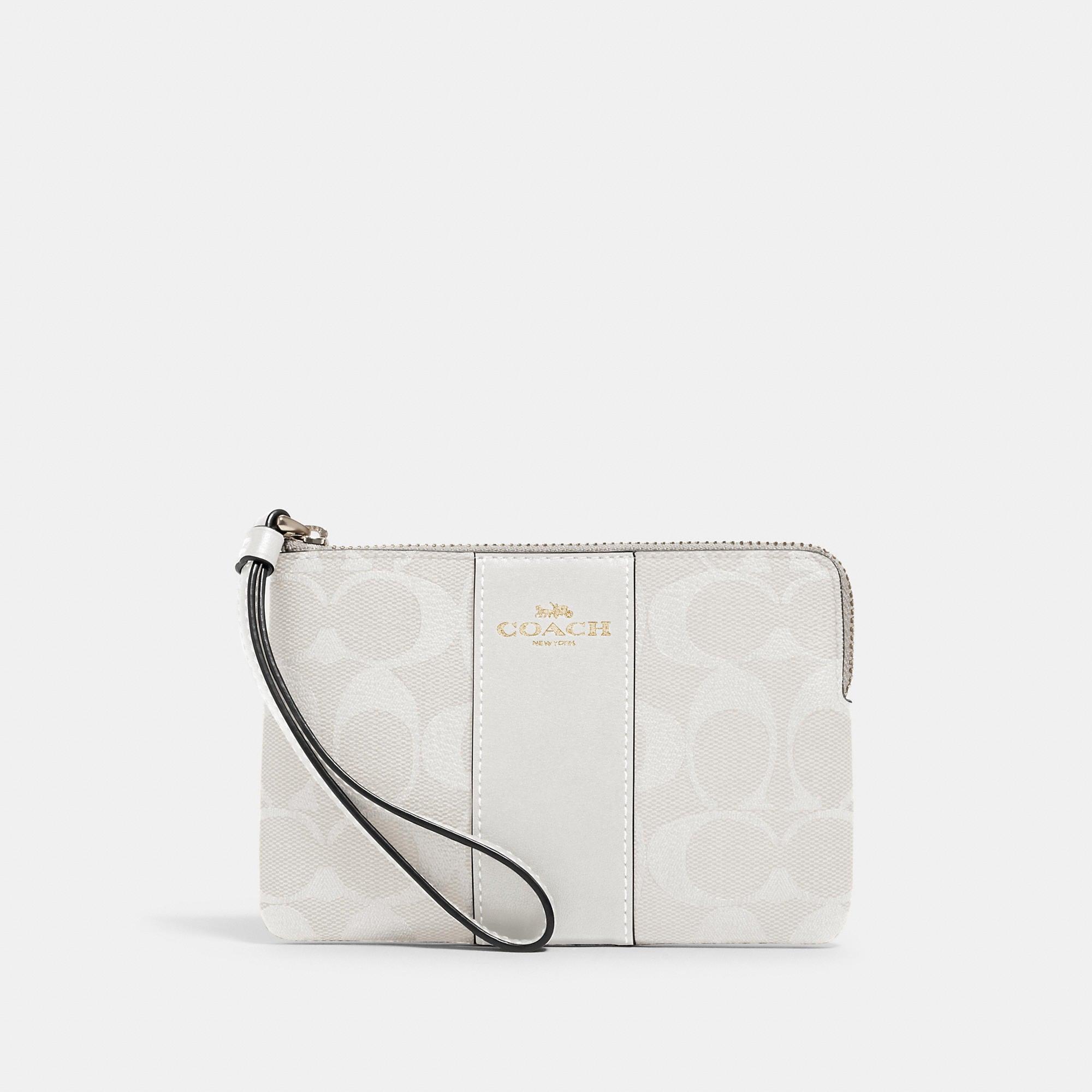 coach white wristlet