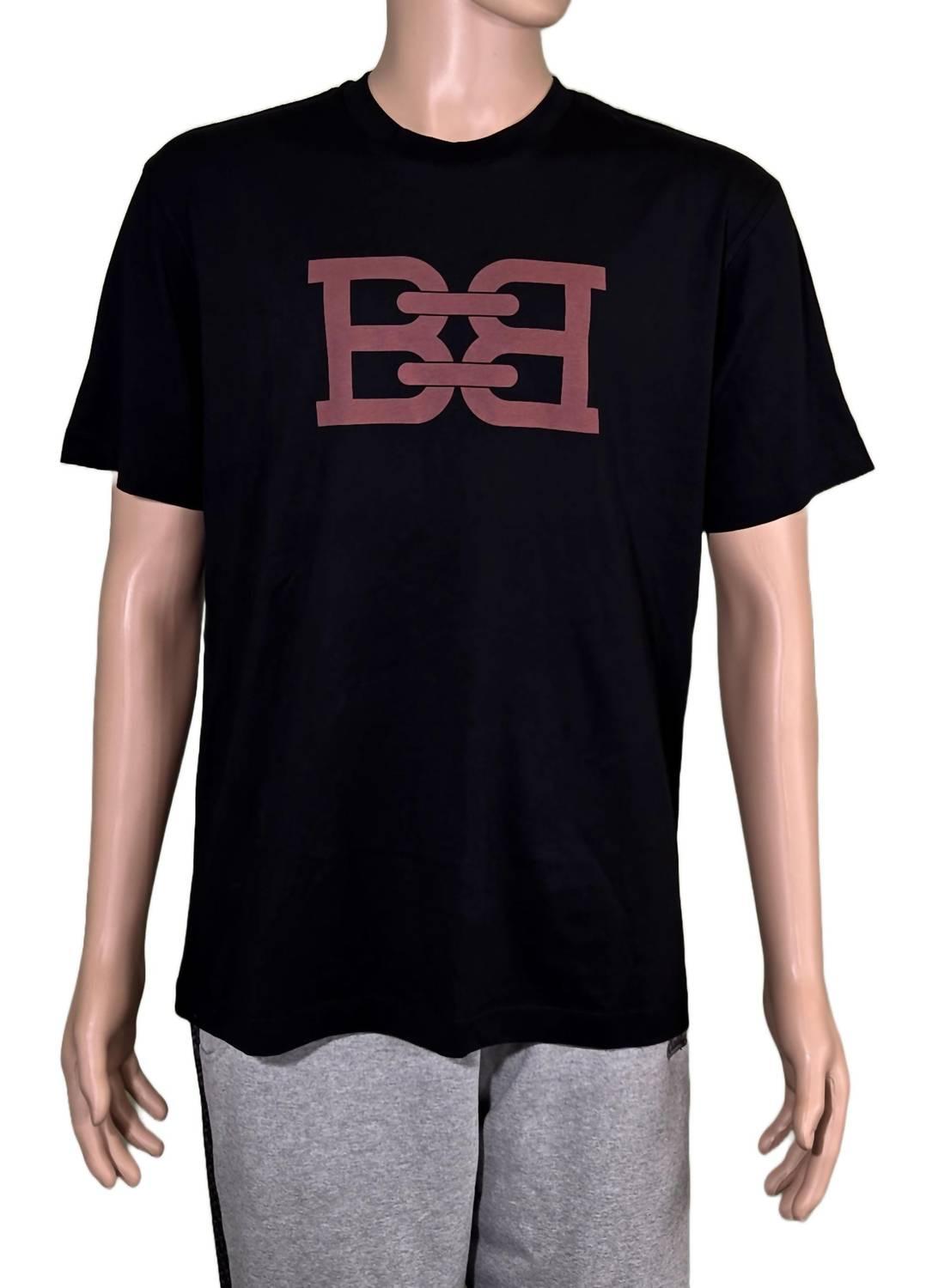 Bally 6240604: T-shirt Uomo Blu In Cotone Con Stampa Logo, Vestibilit&agrave; Regolare, Nuova Con Etichetta